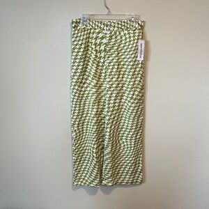 Urban Outfitters Olive Green and White Houndstooth Wide Leg Pants-size large